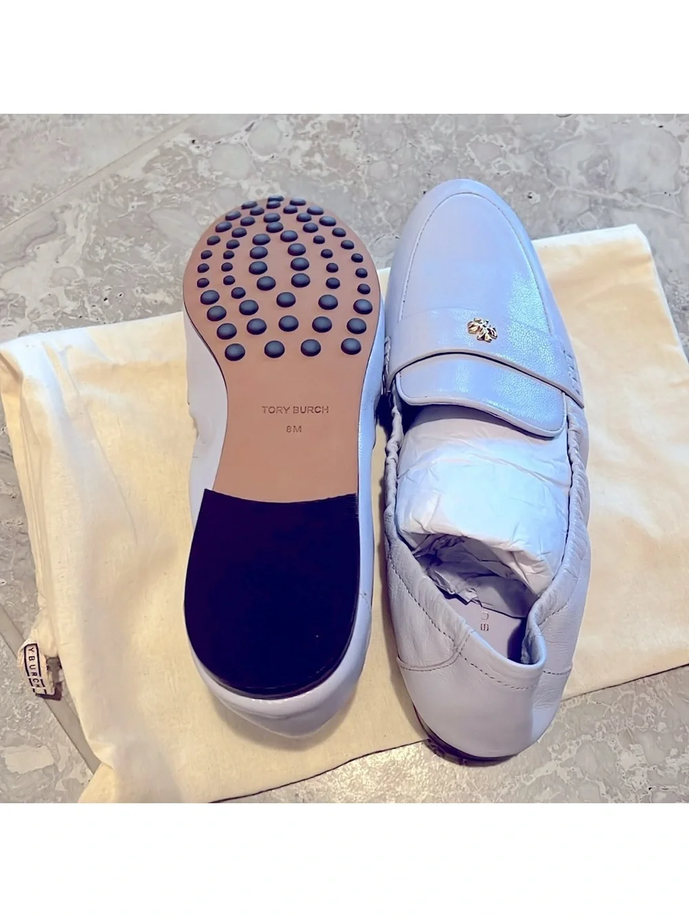 Tory Burch Ballet Leather Loafer in Lavender, NEW, Size 8